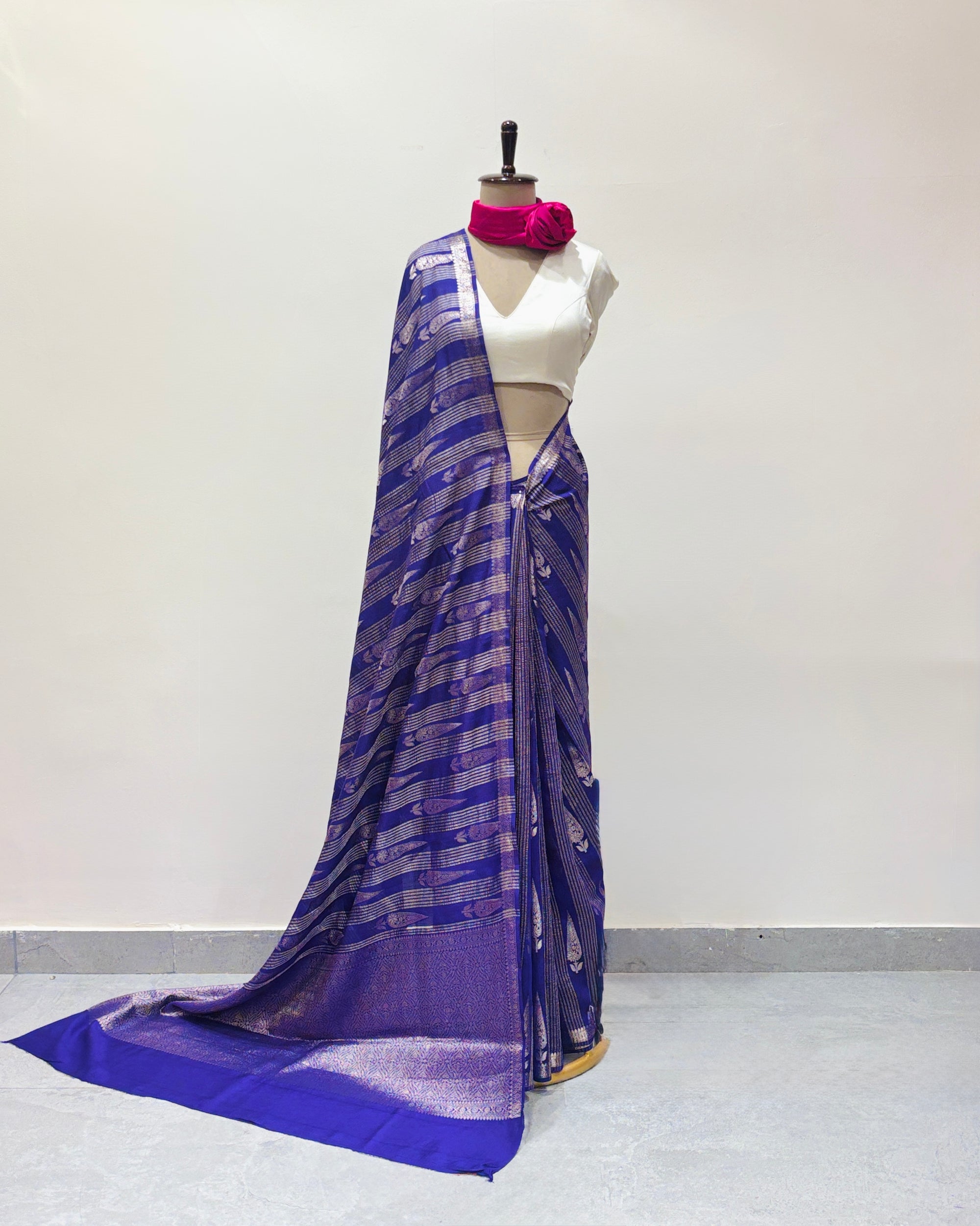 Soft handwoven Banarasi Muga Georgette sari