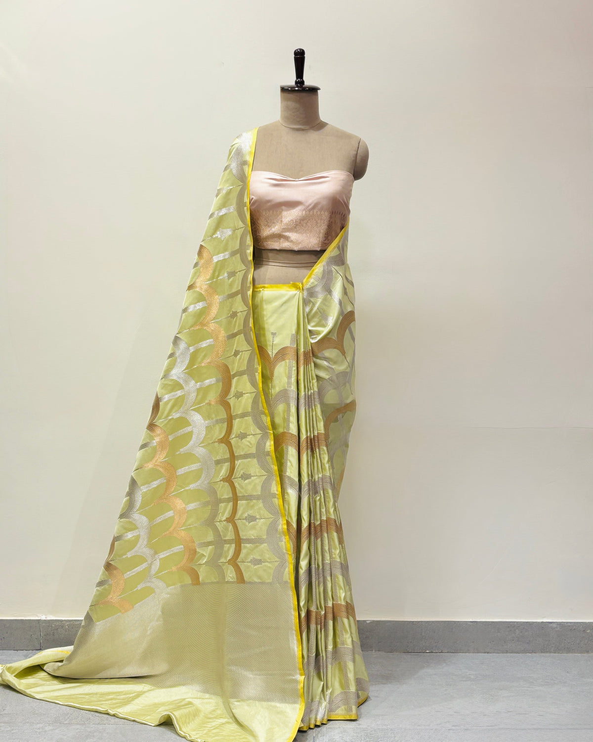 Pistachio green handwoven saree