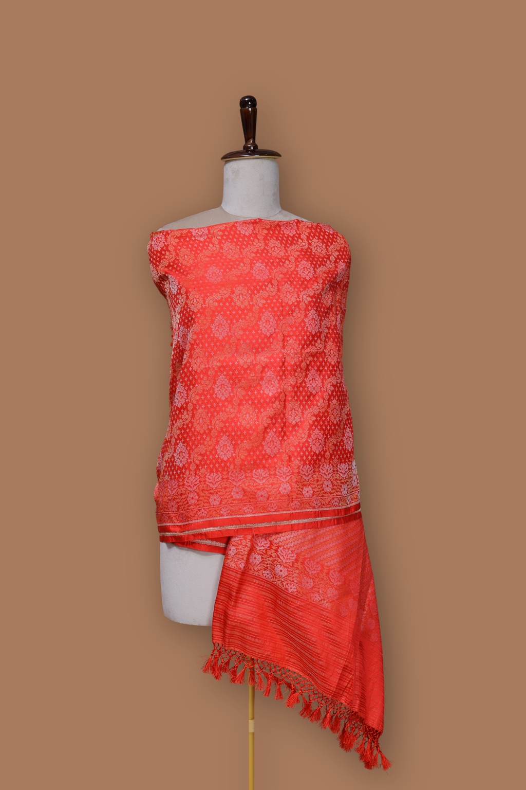 Handwoven Red Jamdani Silk Dupatta