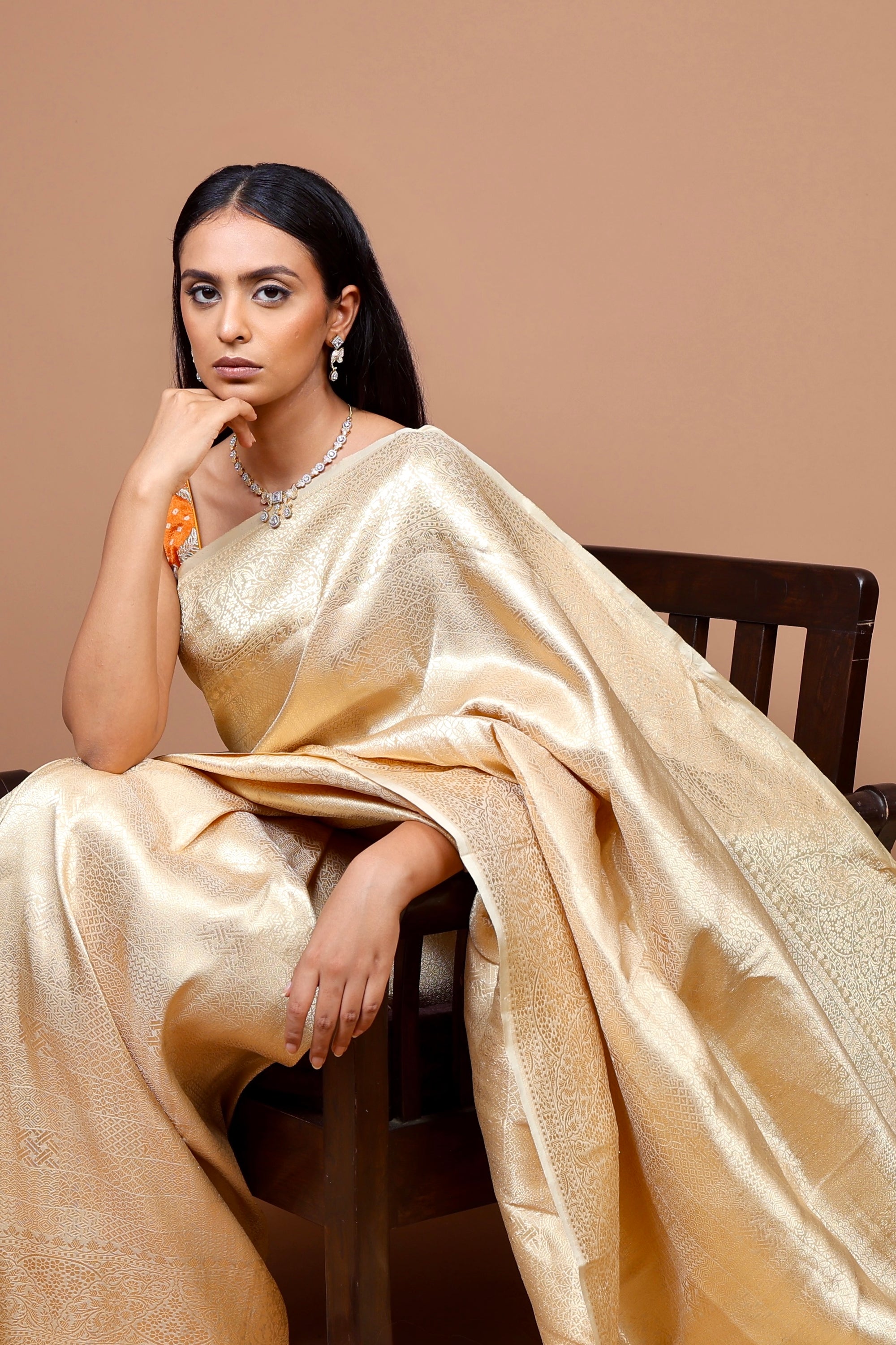 Banarasi Gold Handwoven Silk Sari