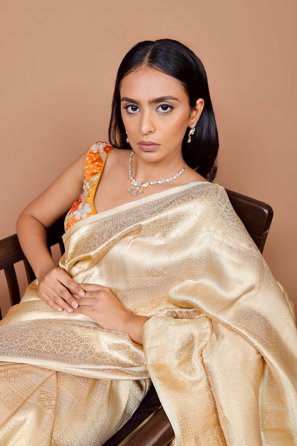 Banarasi Gold Handwoven Silk Sari