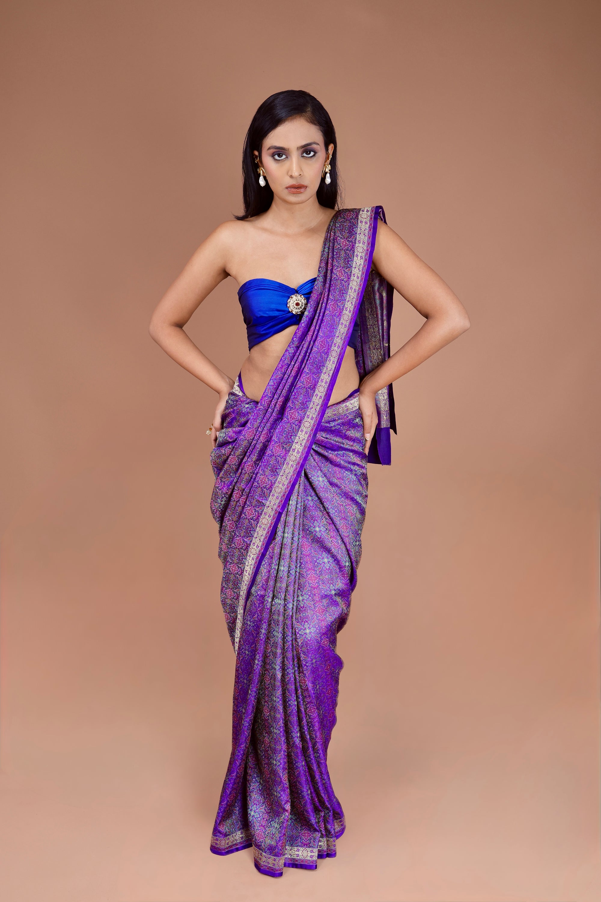 Handwoven Blue Jamawar Sari