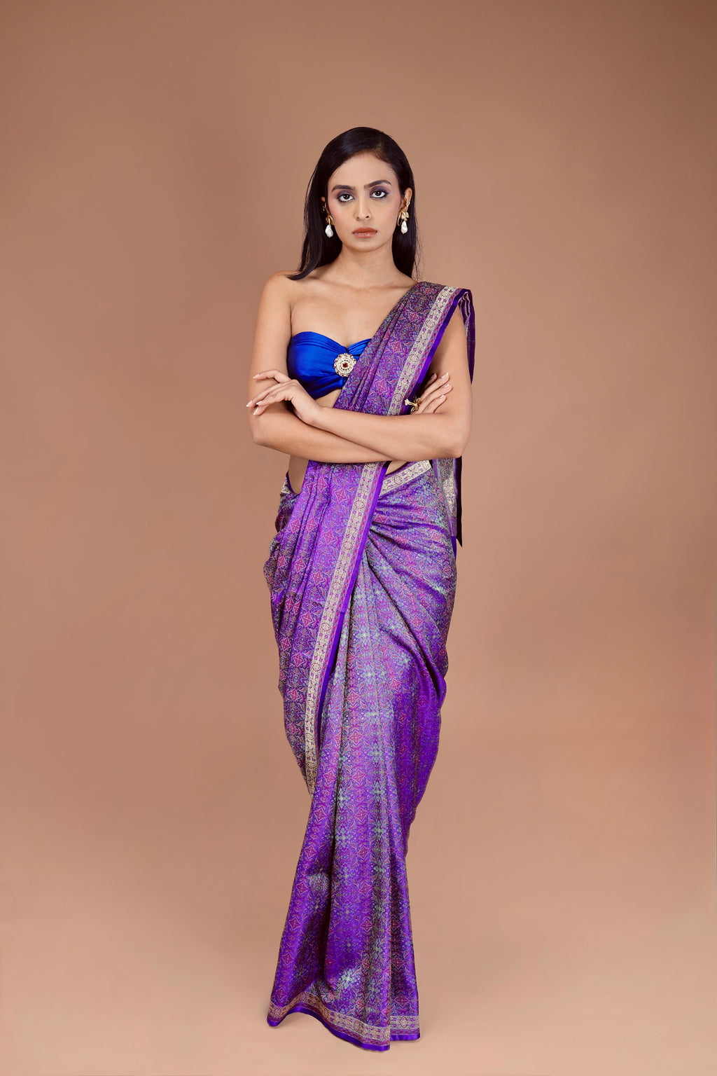 Handwoven Blue Jamawar Sari