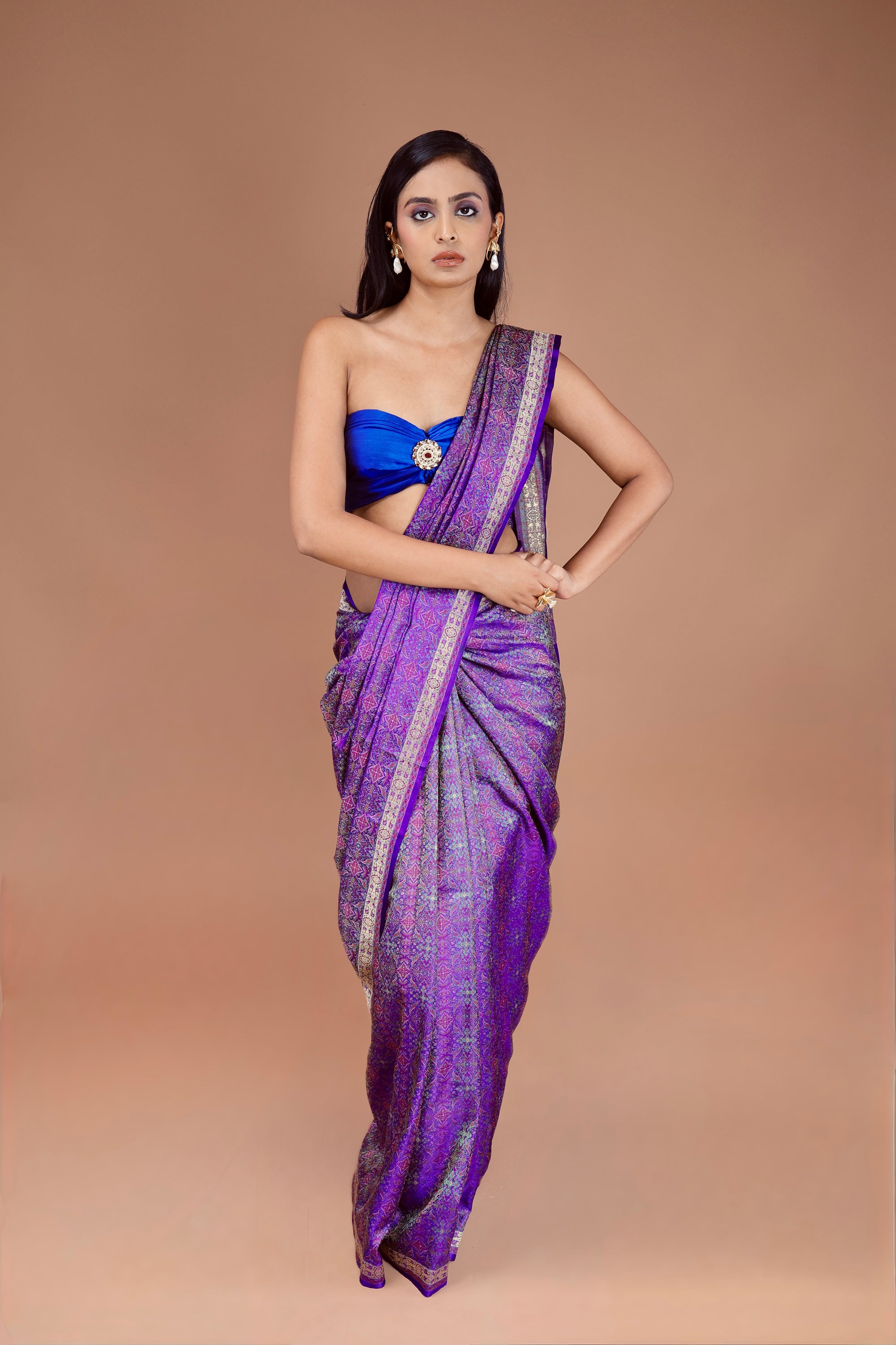 Handwoven Blue Jamawar Sari