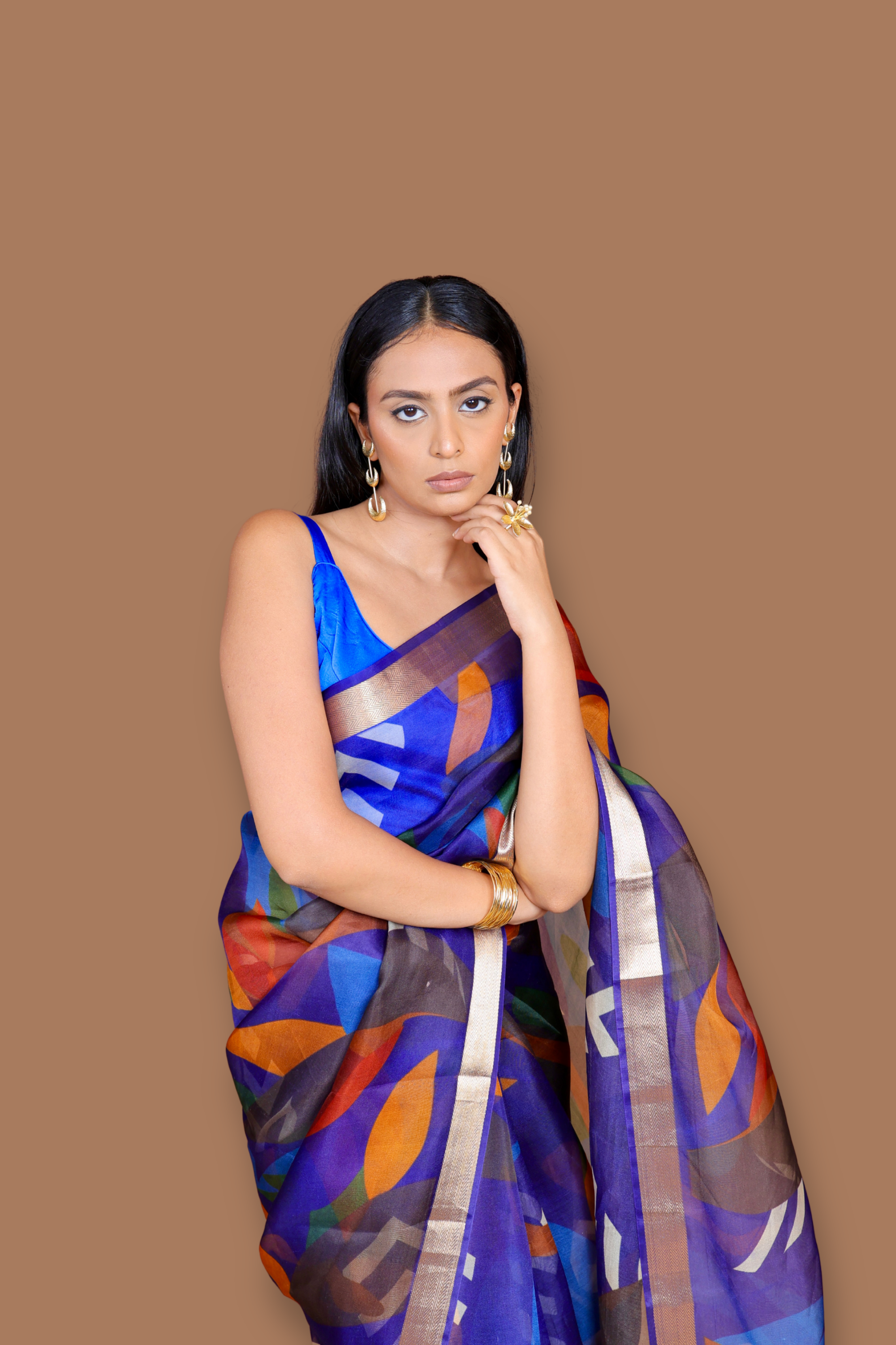Pre-order Digital Printed Multicolor Sari on Handwoven Organza