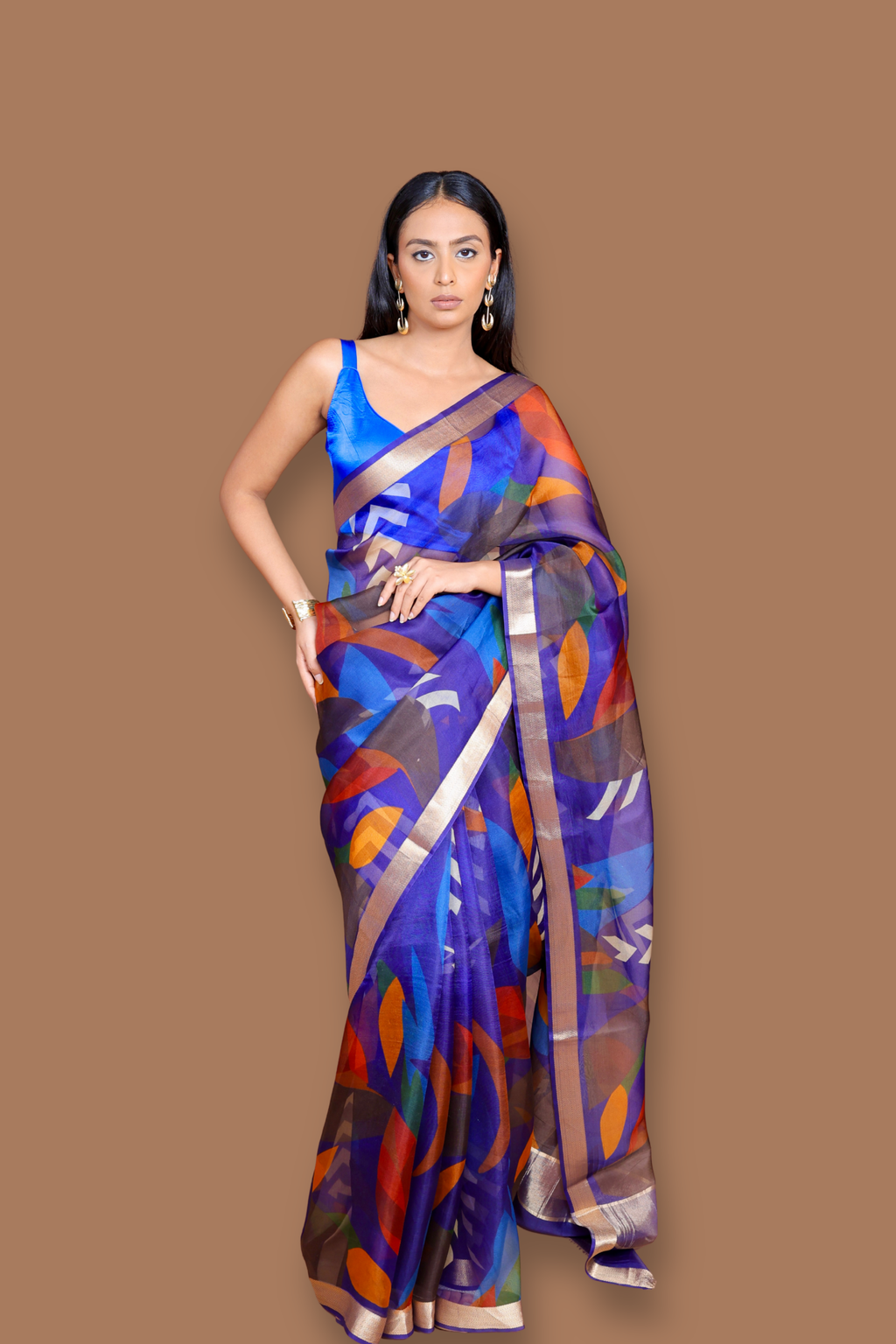Pre-order Digital Printed Multicolor Sari on Handwoven Organza