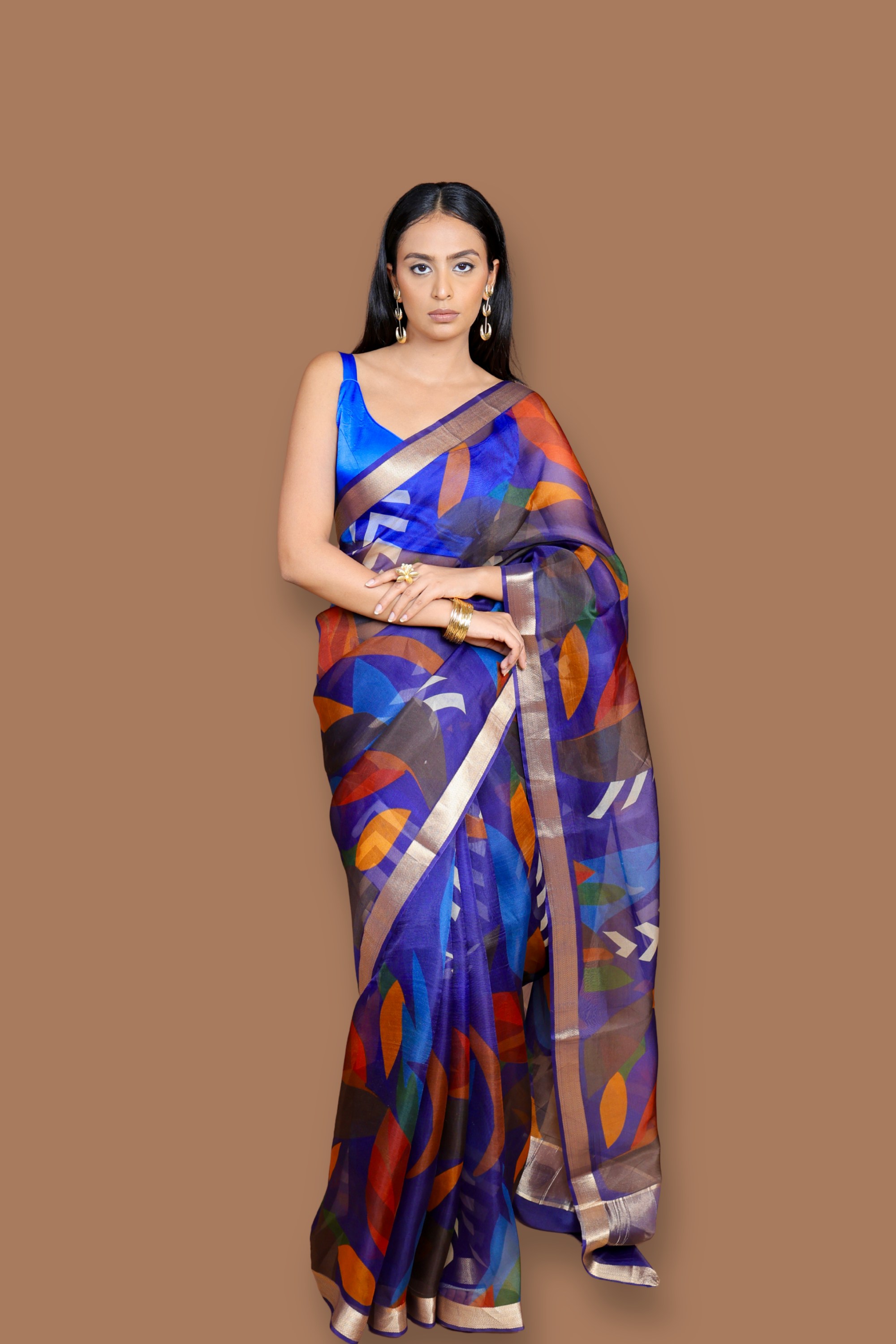 Pre-order Digital Printed Multicolor Sari on Handwoven Organza