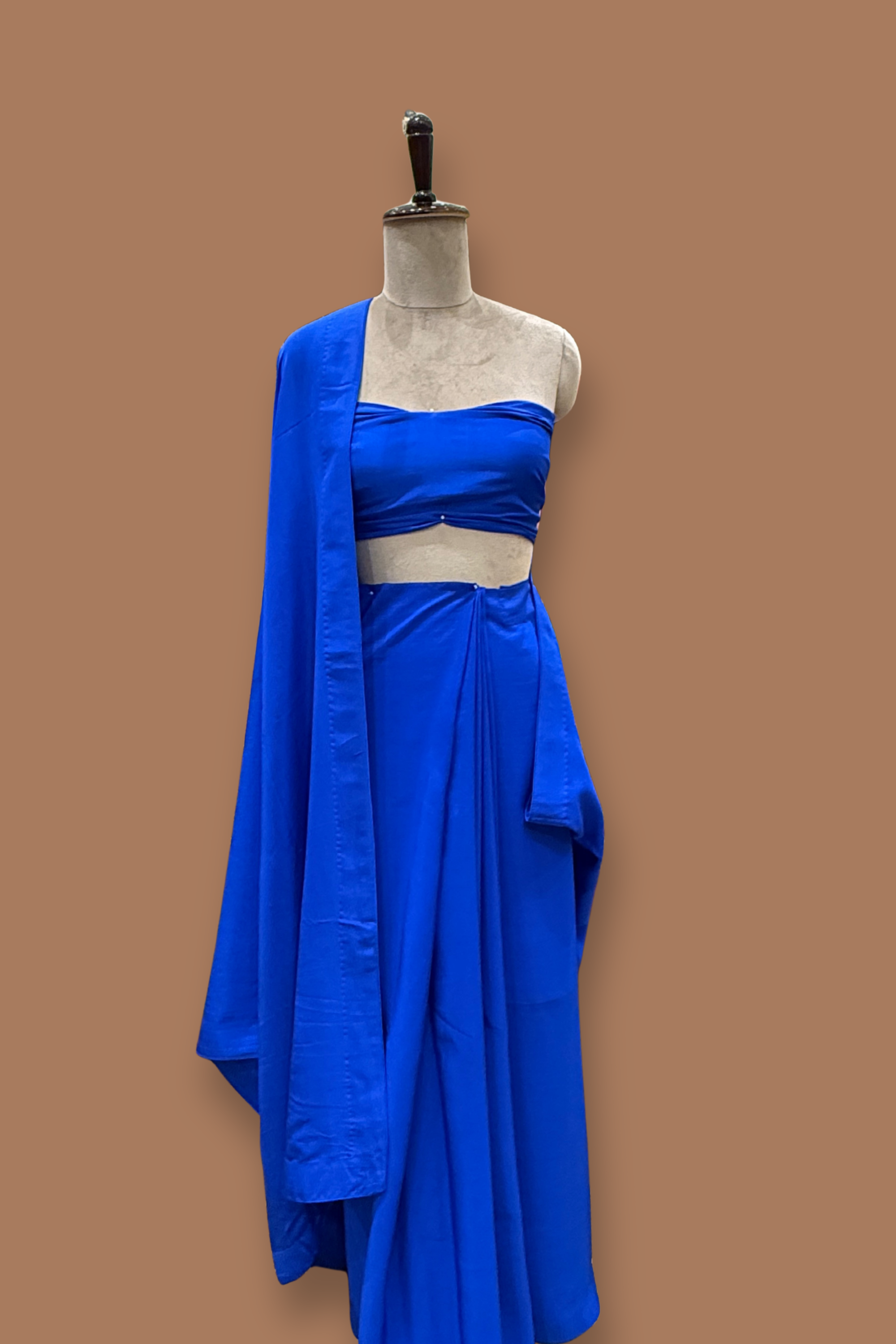 Handwoven Indigo blue silk sari