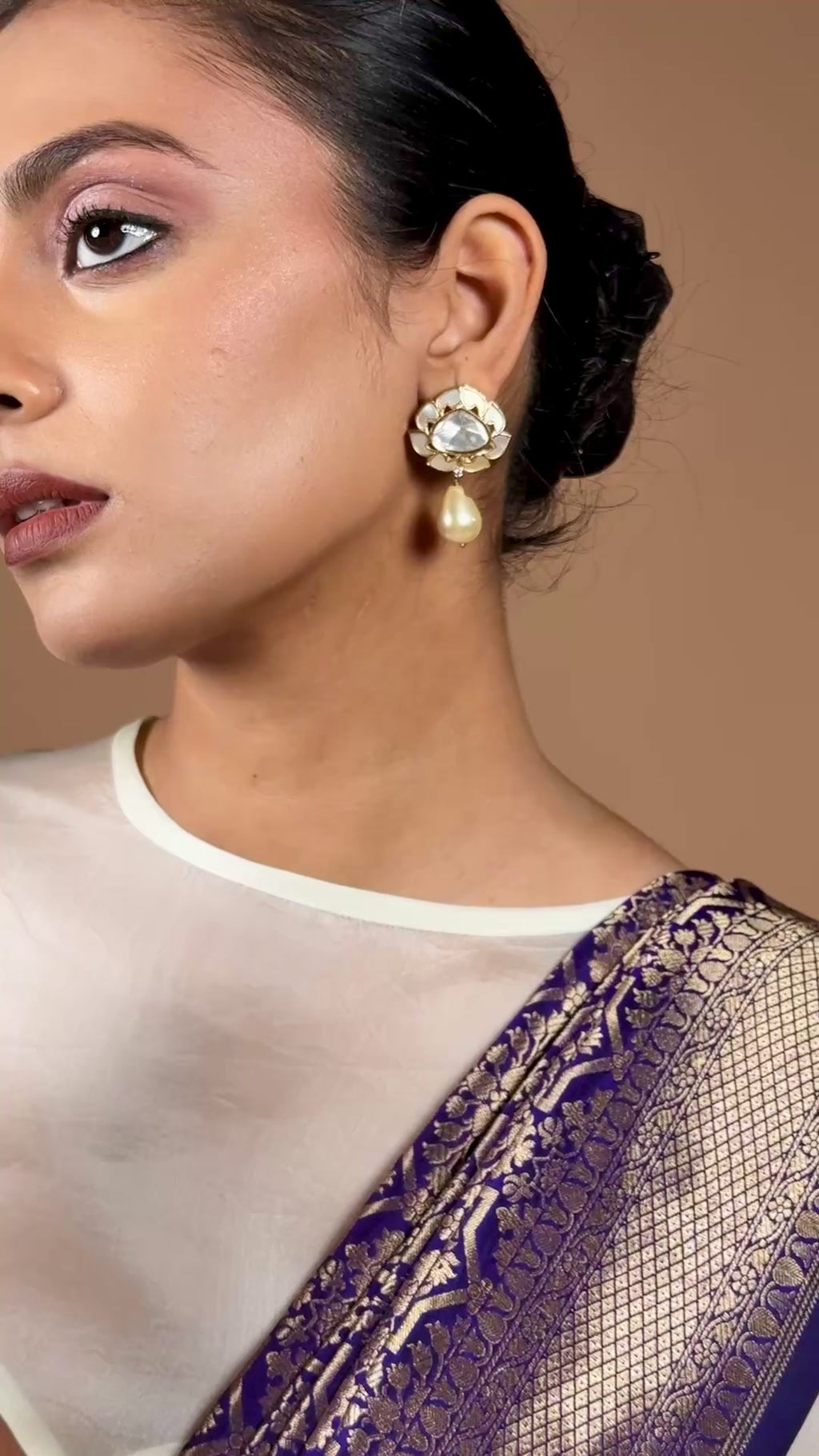 Exquisite Banarasi handwoven Navy Blue silk sari with timeless zari detailing and refined craftsmanship.