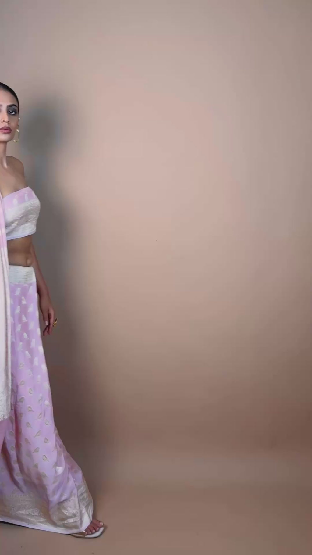 Banarasi Powder Pink Handwoven Crepe Georgette Sari