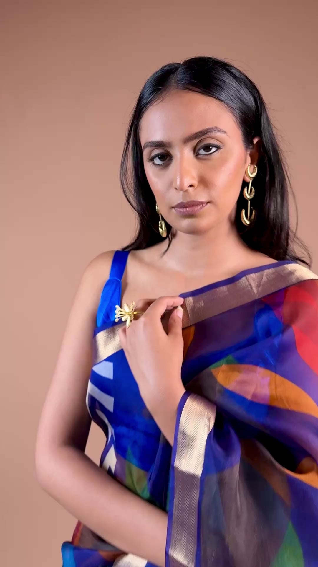 Pre-order Digital Printed Multicolor Sari on Handwoven Organza