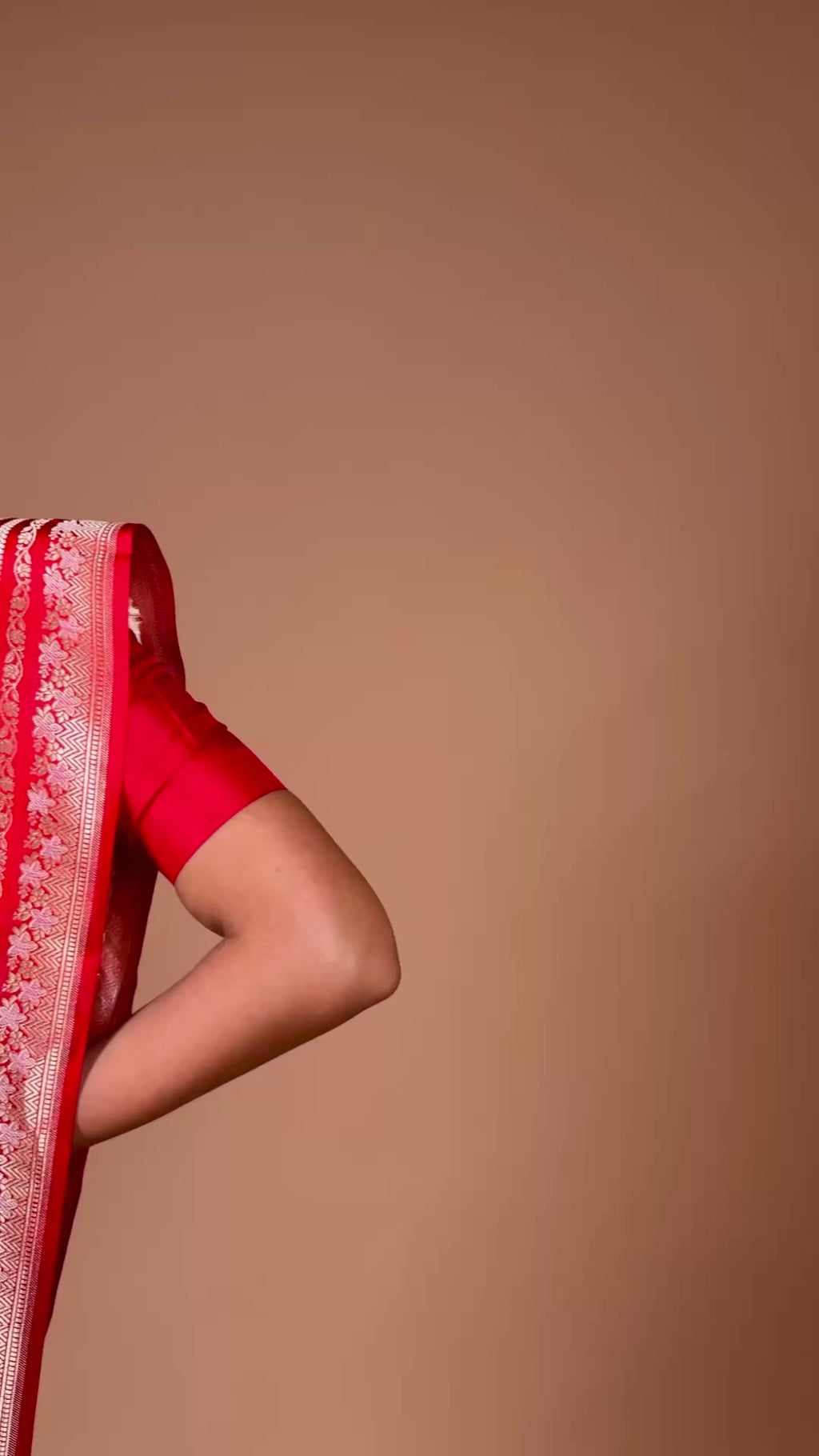 Banarasi Handwoven Off White/Red Silk Sari with Contrast Border