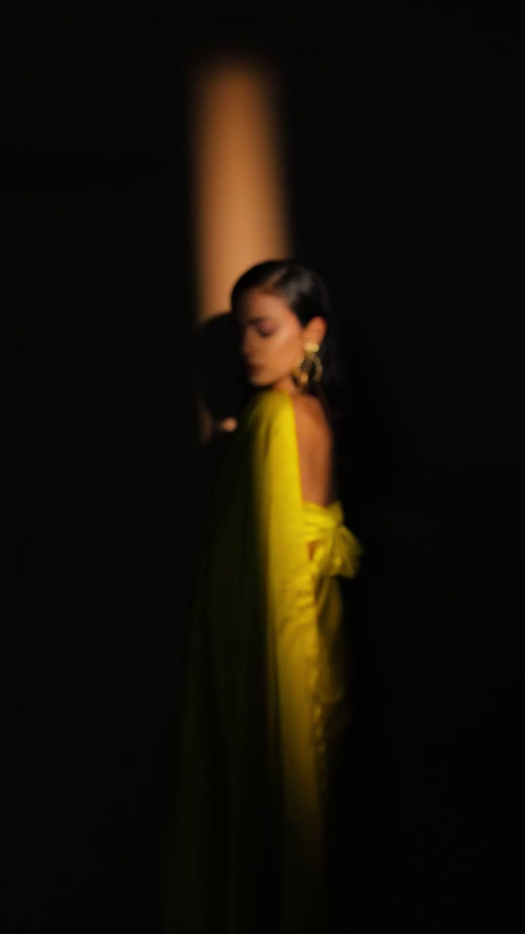 Handwoven Citrine Yellow Satin Silk Sari