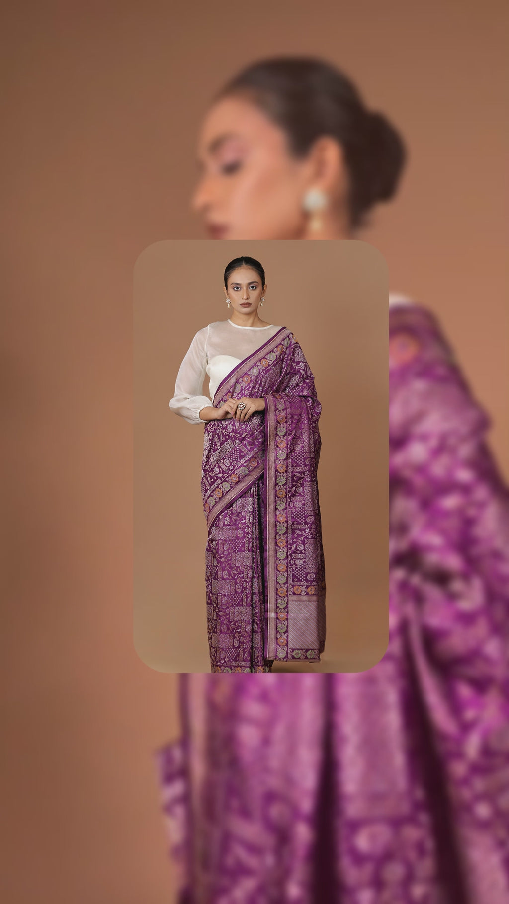 Regal Banarasi handwoven Purple Sona Rupa silk Meenakari Jamdani sari with opulent detailing and timeless grace.
