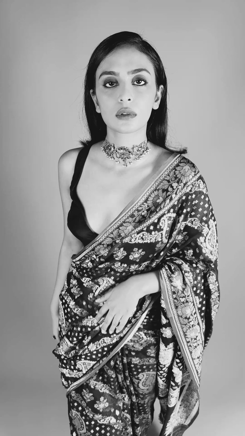 Banarasi Handwoven Blue Cotton Jamdani, Neelambari Sari
